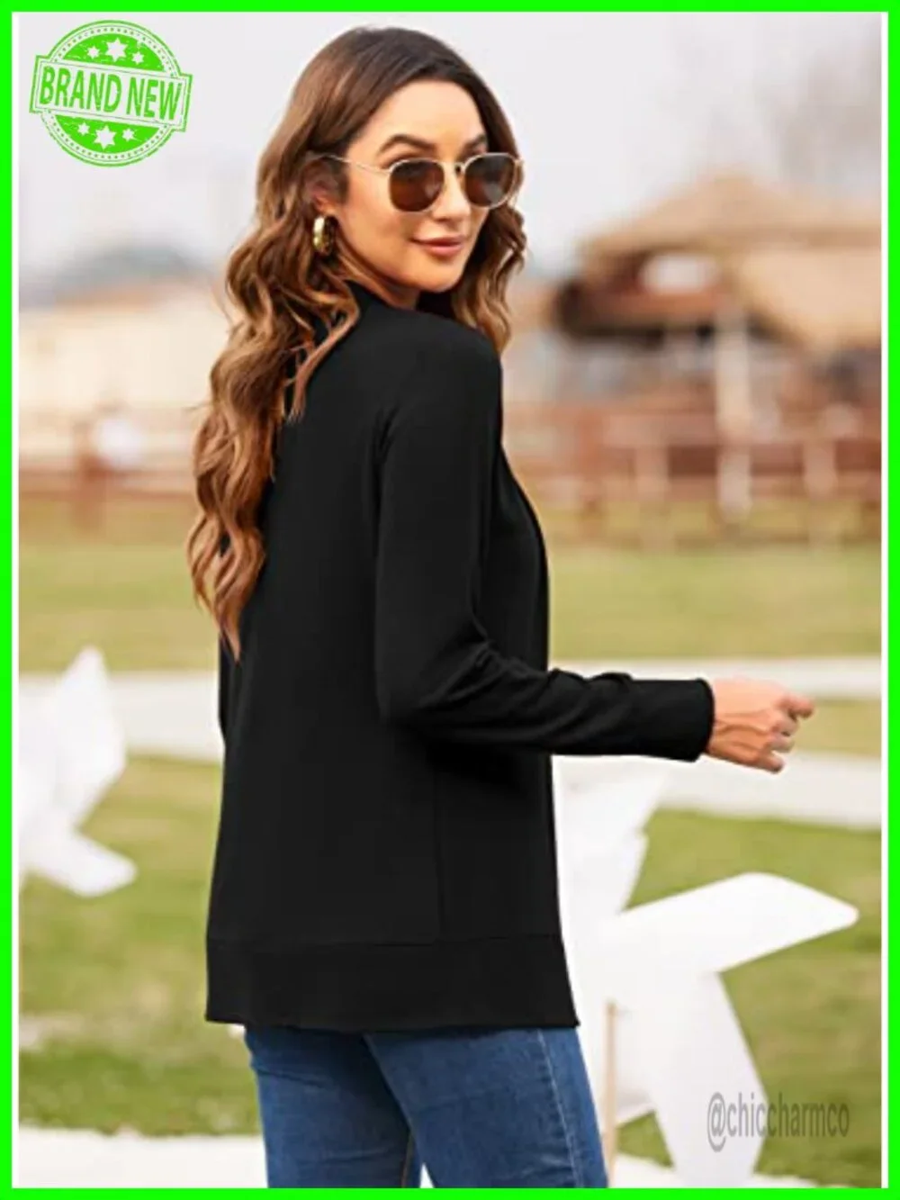 Women's Long Sleeve Open Front Cardigan Lightweight Knit Drape Sweater